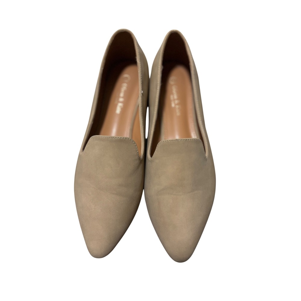 Olivia & Kate New York Taupe Beige Pointed Toe Smoking Flats LoafersSmoker-44L 9